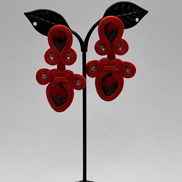 Sultry Red Evening Earrings - Elegant Stylish Earrings - Stylish Earrings - Picture 8 of 9